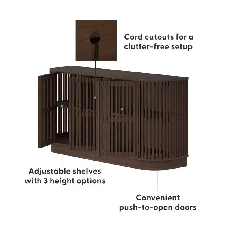 Plank+Beam Contour Solid Wood Sideboard with 3 Doors, 59 TV Stand for Living Room