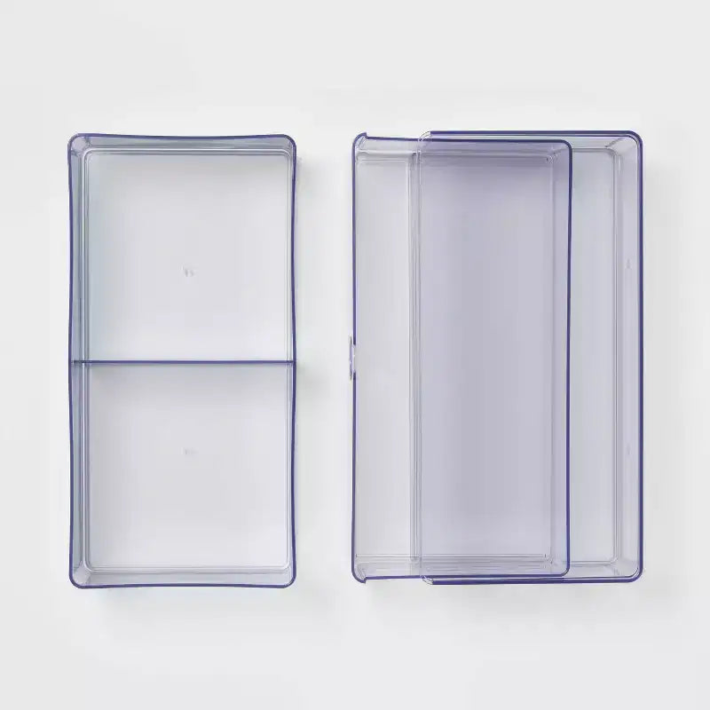 Organizer a cassetto impilabile trasparente con 2 cassetti estraibili