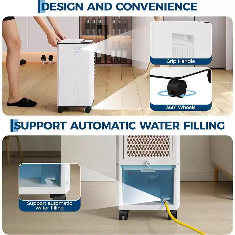 7L Portable Evaporative Air Cooler with Remote Control, 3 Speeds, Timer and Oscillating Fan for Home Office