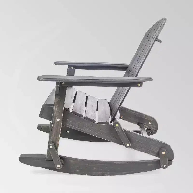 Malibu Acacia Wood Adirondack Rocking Chair Dark Gray - Christopher Knight Home: Weather-Resistant Patio Furniture