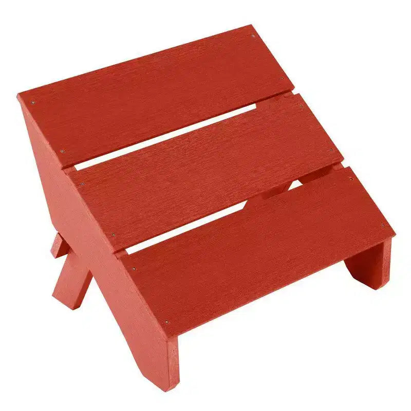Italica 3pc Set with Modern Adirondack Chair, Side Table & Folding Ottoman - Rustic Red - highwood: Weather-Resistant, 12-Year Warranty