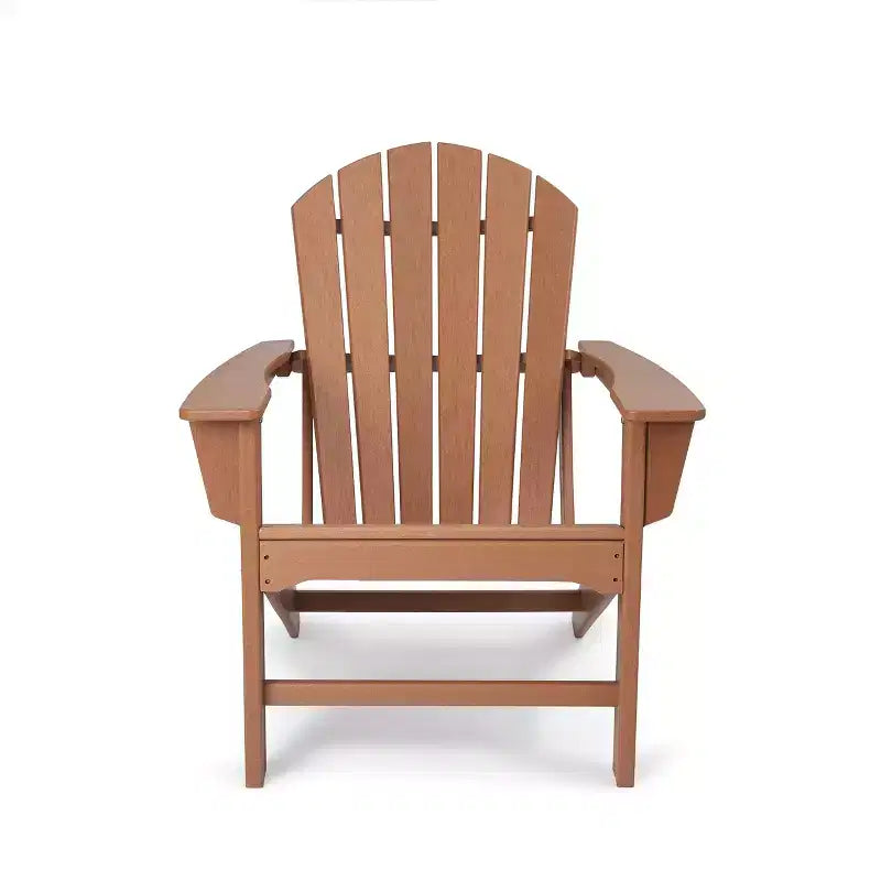 3pk Seating Set with Plastic Resin Adirondack Chairs & Side Table - Brown - EDYO LIVING: Weather-Resistant, HDPE Frame, Contemporary Style