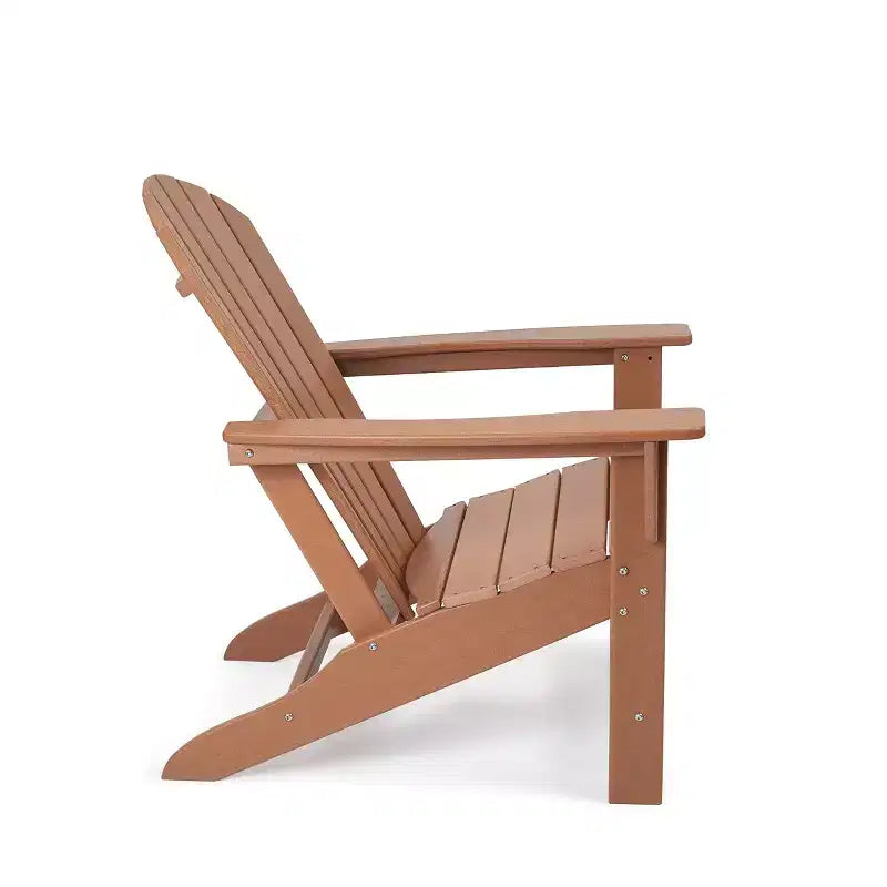 3pk Seating Set with Plastic Resin Adirondack Chairs & Side Table - Brown - EDYO LIVING: Weather-Resistant, HDPE Frame, Contemporary Style