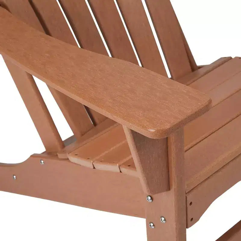 3pk Seating Set with Plastic Resin Adirondack Chairs & Side Table - Brown - EDYO LIVING: Weather-Resistant, HDPE Frame, Contemporary Style