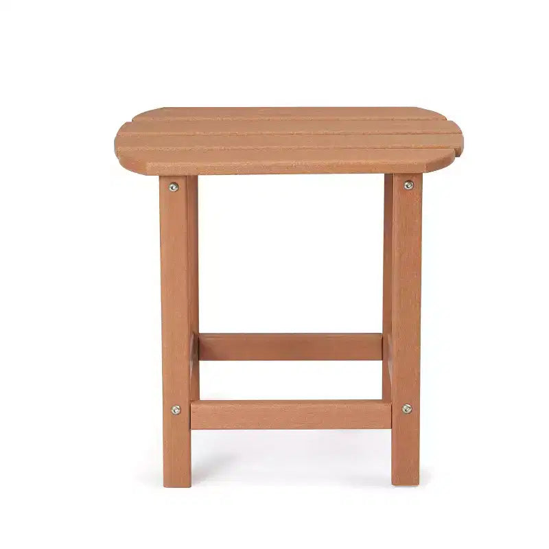 3pk Seating Set with Plastic Resin Adirondack Chairs & Side Table - Brown - EDYO LIVING: Weather-Resistant, HDPE Frame, Contemporary Style