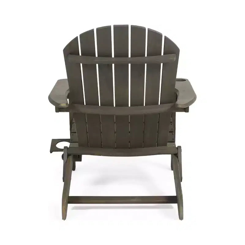 Bellwood Outdoor Acacia Wood Folding Adirondack Chairs Gray - Christopher Knight Home: Weather-Resistant Patio Accent Chair with Cup Holder