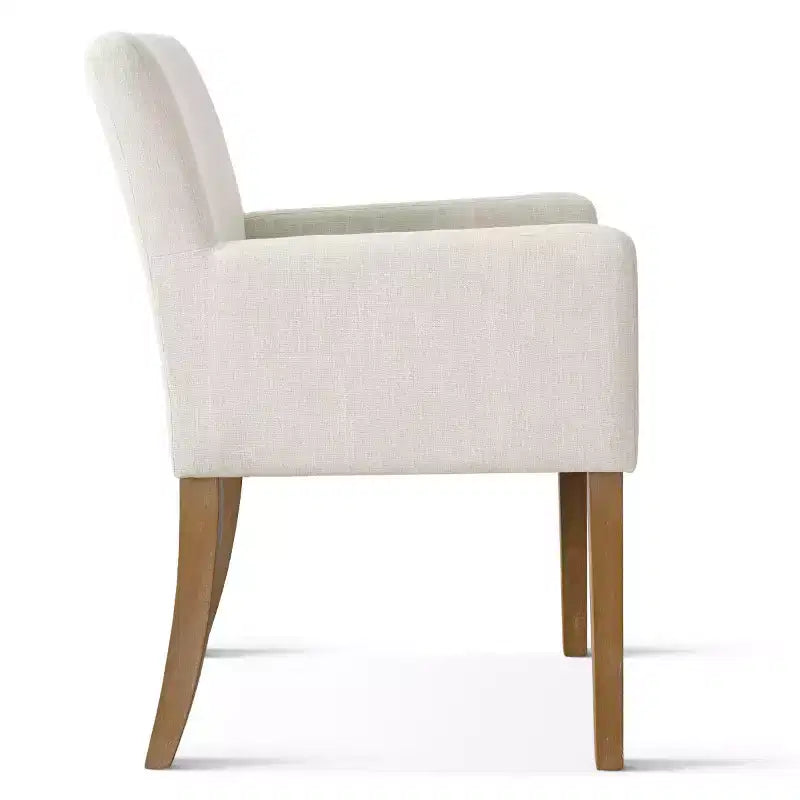 Lot de 6 chaises de salle à manger capitonnées avec accoudoirs, fauteuils modernes en lin avec pieds en bois, chaises d'appoint pour salle à manger, salon – Panipeachy