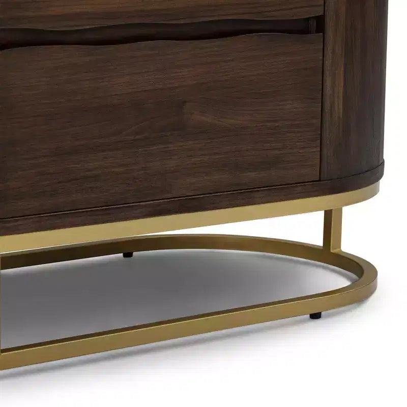 Modern 6-Drawer Dresser with Live Edge Design, Metal Base & Durable Mixed Wood Construction