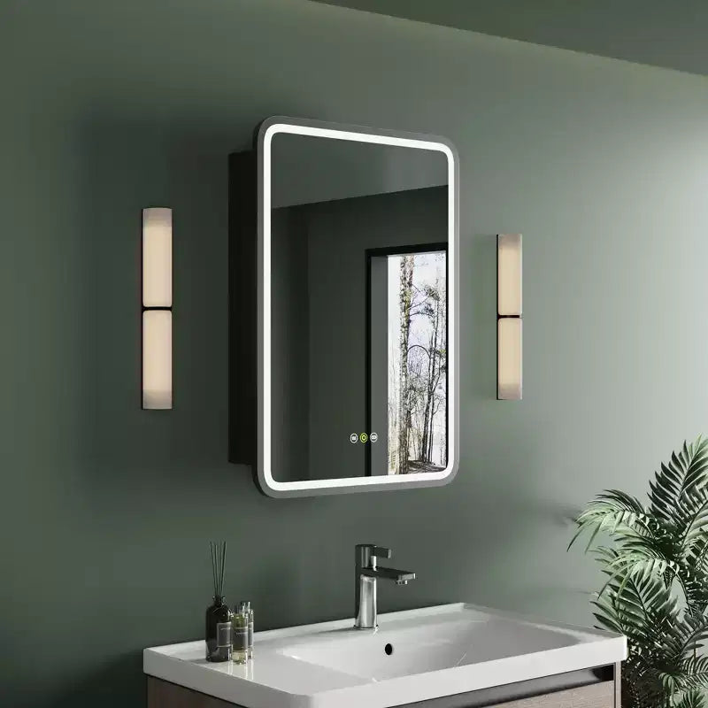 Black / White / Gold LED Medicine Cabinet, Single Door, Left or Right Hinge, Recessed or Wall-Mounted