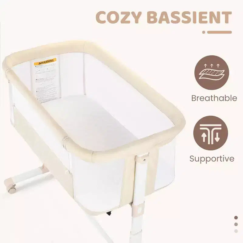 Baby Bassinet with Wheels 鈥?Beige / Gray / Pink, Bedside Sleeper, for 1 Baby