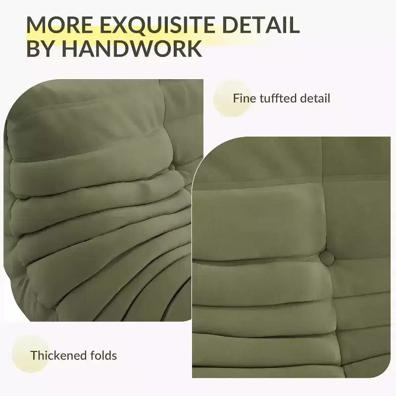 Oversized Fireside Bean Bag Sofa & Ottoman, Pet-Friendly Faux Suede Loveseat for Living Room, Office, No Assembly