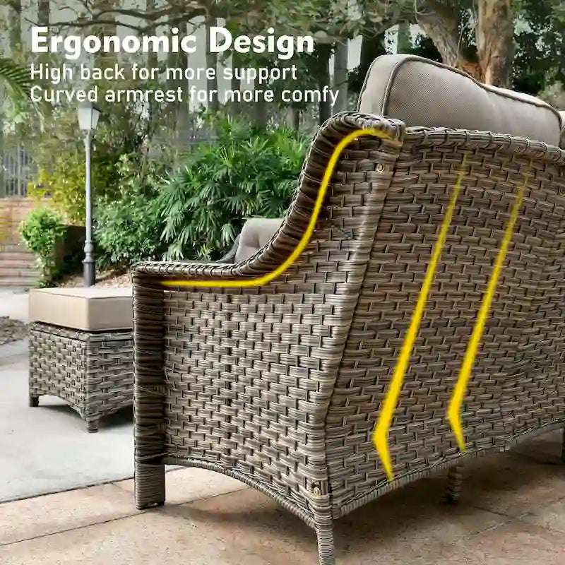 XIZZI 9-piece Outdoor Patio Furniture Conversation Set with Swivel Chair
