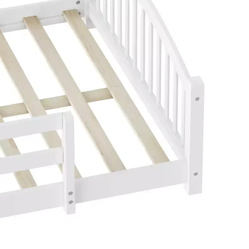 Luxystar Full Size Montessori Low Profile Bed with Safety Rails and Headboard