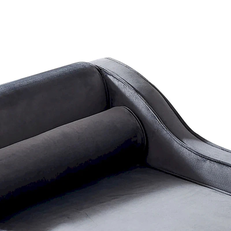 Chaise longue de rangement française élégante en velours avec un oreiller