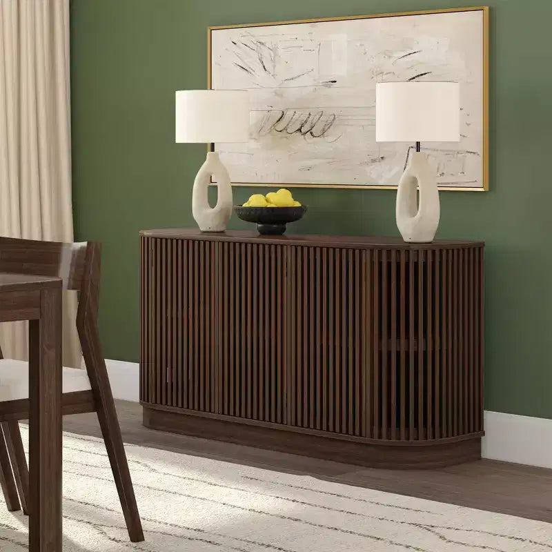 Plank+Beam Contour Solid Wood Sideboard with 3 Doors, 59 TV Stand for Living Room