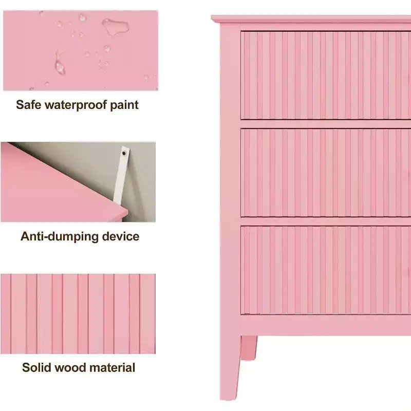Heynemo 3 Drawer Dresser, Painted 30 Inch Tall Wood Nightstand with Storage, Wide Modern Chest of Drawers with Ball Bearing Slide