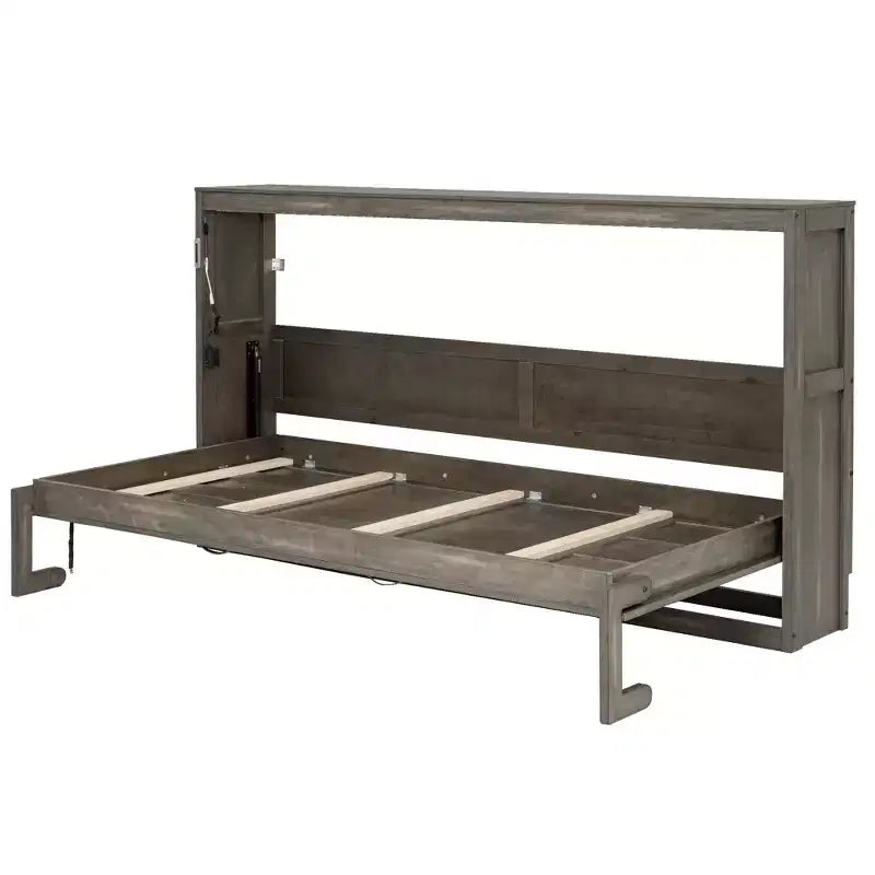 Twin Size Murphy Bed with LED Light, can be Folded into a Cabinet, Hidden Wall Bed Cabinet for Guest Room