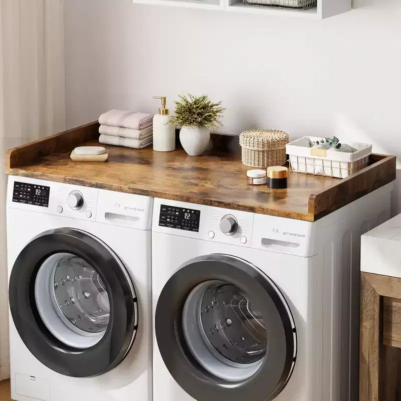 Washer Dryer Countertop, Laundry Topper with Raised Edge & Non-Slip Pad for Hamper Counter Storage & Laundry Room Organization