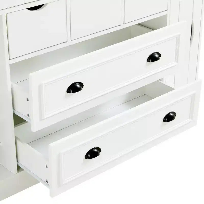 Whisen 71'' Tall Freestanding Kitchen Pantry, Large Dining Storage Cabinet Cupboard Sideboards With 4 Foldable Doors, Shelves, Wine Racks