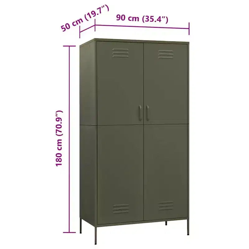 vidaXL Wardrobe Olive Green 35.4x19.7x70.9 Steel