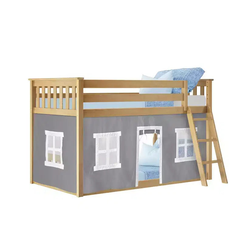 Max & Lily Twin over Twin Low Bunk with Curtains