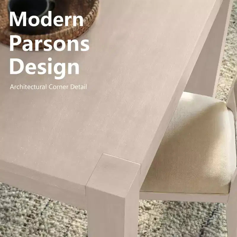 Modern Dining Set - 80 Table + 6 Cushioned Chairs, Solid Wood Frame, 400lbs Table Capacity, Easy Assembly