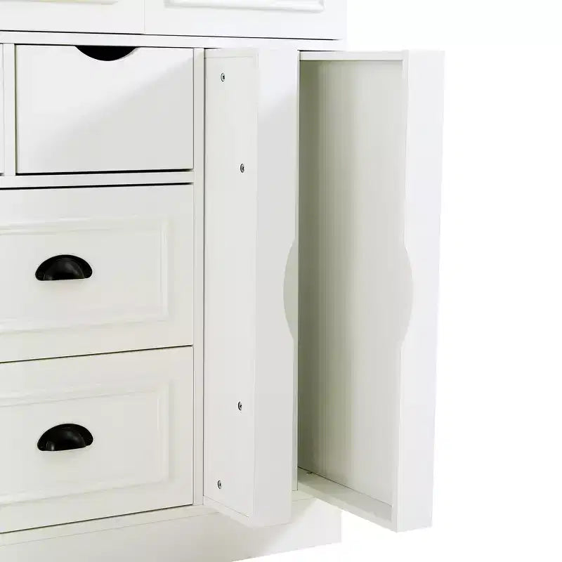 Whisen 71'' Tall Freestanding Kitchen Pantry, Large Dining Storage Cabinet Cupboard Sideboards With 4 Foldable Doors, Shelves, Wine Racks