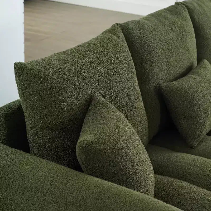 GDFStudio Alanna 79.5 Modern Teddy Fabric Upholstered 3-Seater Sofa with Pillows