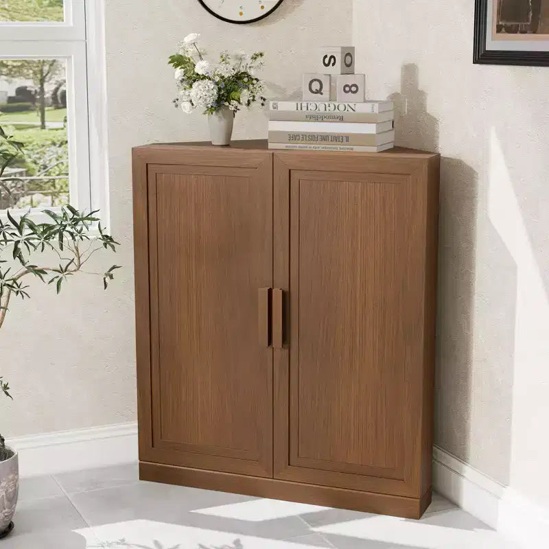Dovelina Corner Cabinet with Adjustable Shelves Sideboard Buffet Wine Cabinet Kitchen and Dining Cabinet with Wood Doors - 31H x 31W, 36H x 31W