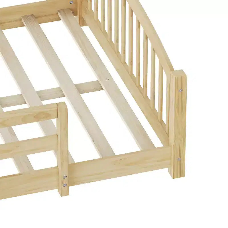 Luxystar Full Size Montessori Low Profile Bed with Safety Rails and Headboard