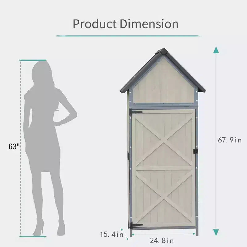 Outdoor Storage Shed with Floor, 68 Tall Garden Tool Shed with Adjustable Shelves