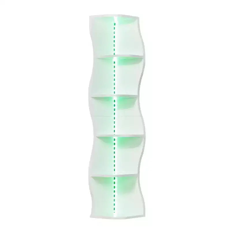 VECELO 5-Tier Wave Corner Shelf, Tall Vertical Storage Display Shelf for Small Spaces & Living Room, White