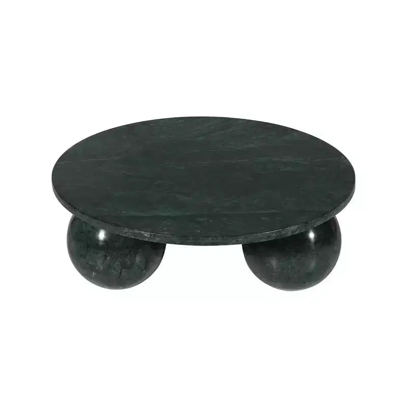 Round Marble Coffee Table with Sphere Legs, Multicolor, Seats 4鈥?