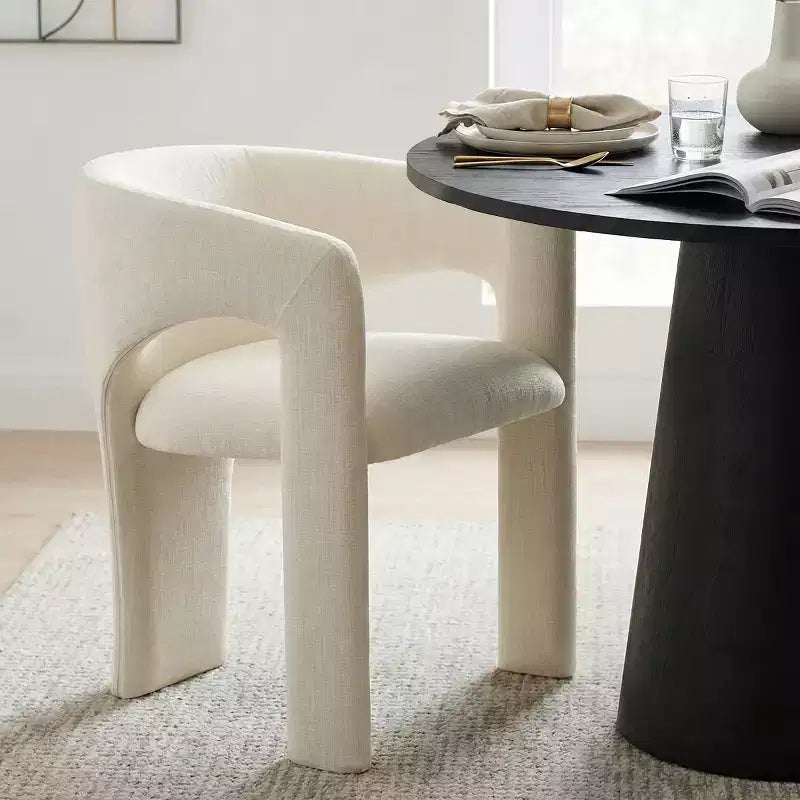 Small Dining Table Set for 2, Beige Upholstered Chairs, Round Pedestal Dining Table, Compact Modern Kitchen Furniture-Panipeachy