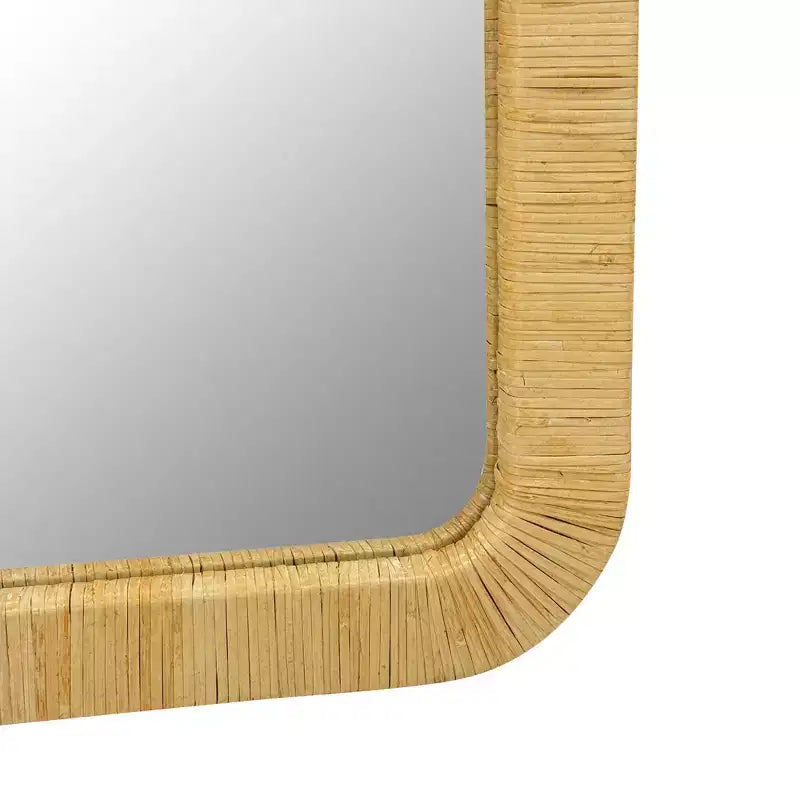Specchio da parete rettangolare in rattan naturale