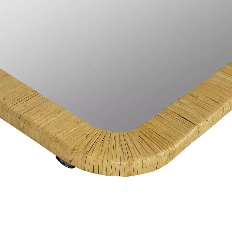 Specchio da parete rettangolare in rattan naturale