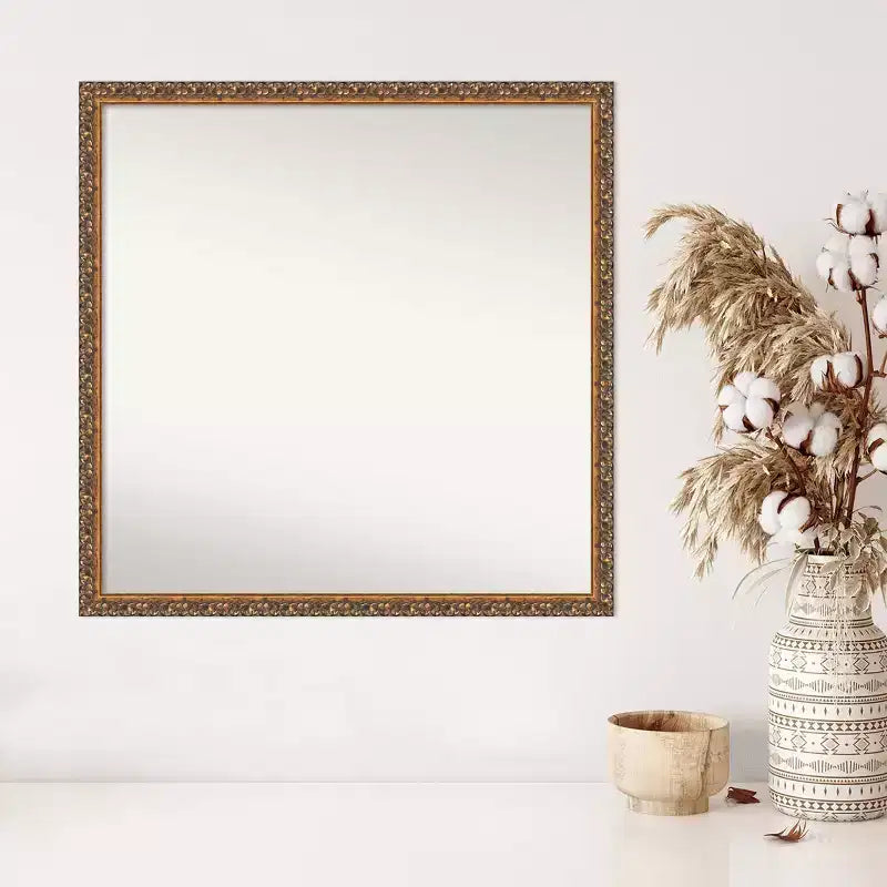 Specchio da parete quadrato da 28" x 28" – Cornice in legno bronzo antico