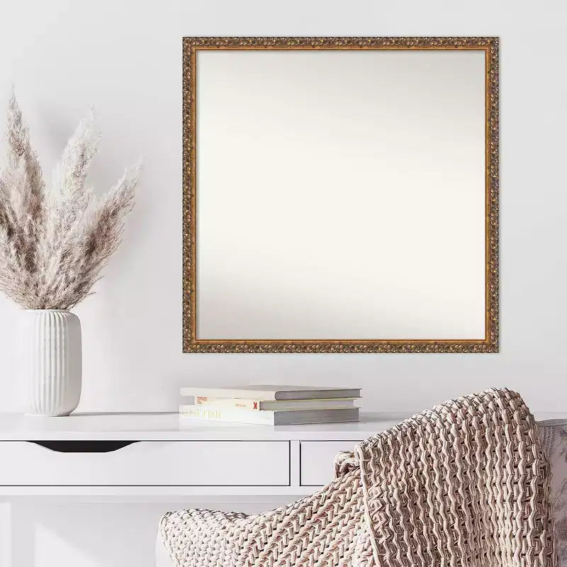 Specchio da parete quadrato da 28" x 28" – Cornice in legno bronzo antico