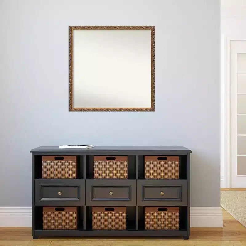 Specchio da parete quadrato da 28" x 28" – Cornice in legno bronzo antico