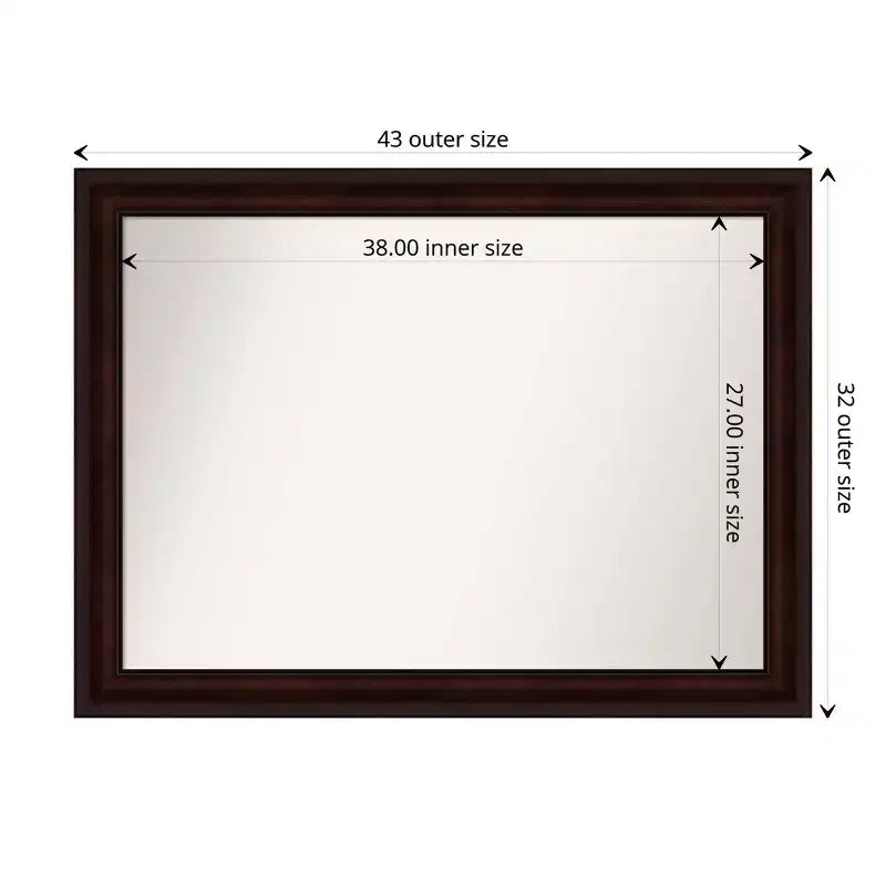Specchio da parete rettangolare 43" x 32" con cornice color caffè