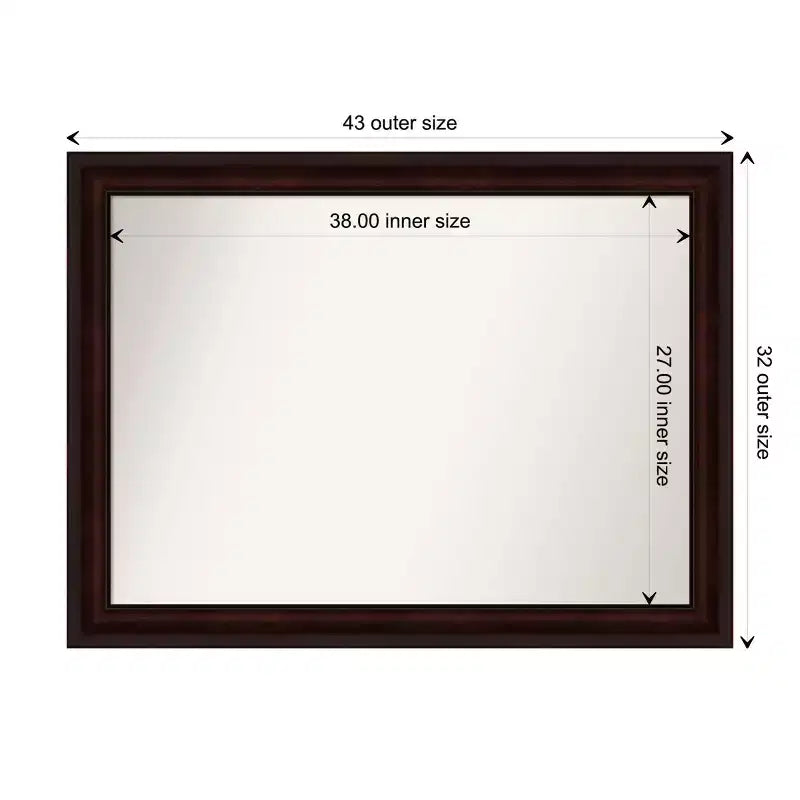 Specchio da parete rettangolare 43" x 32" con cornice color caffè