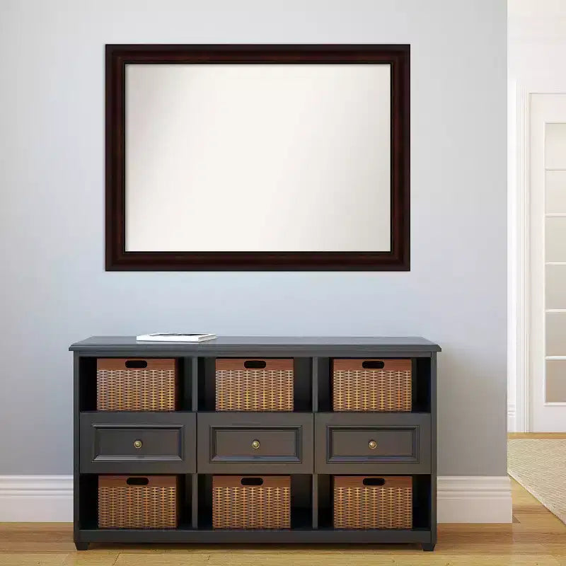 Specchio da parete rettangolare 43" x 32" con cornice color caffè