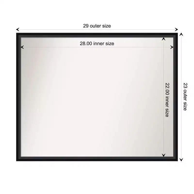 Specchio da parete in legno nero non smussato 29" x 23"