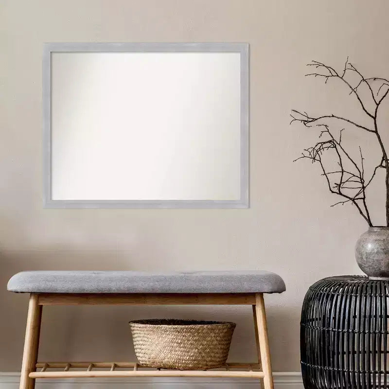 Specchio da parete incorniciato 30" x 24" – Cornice stretta in nichel spazzolato