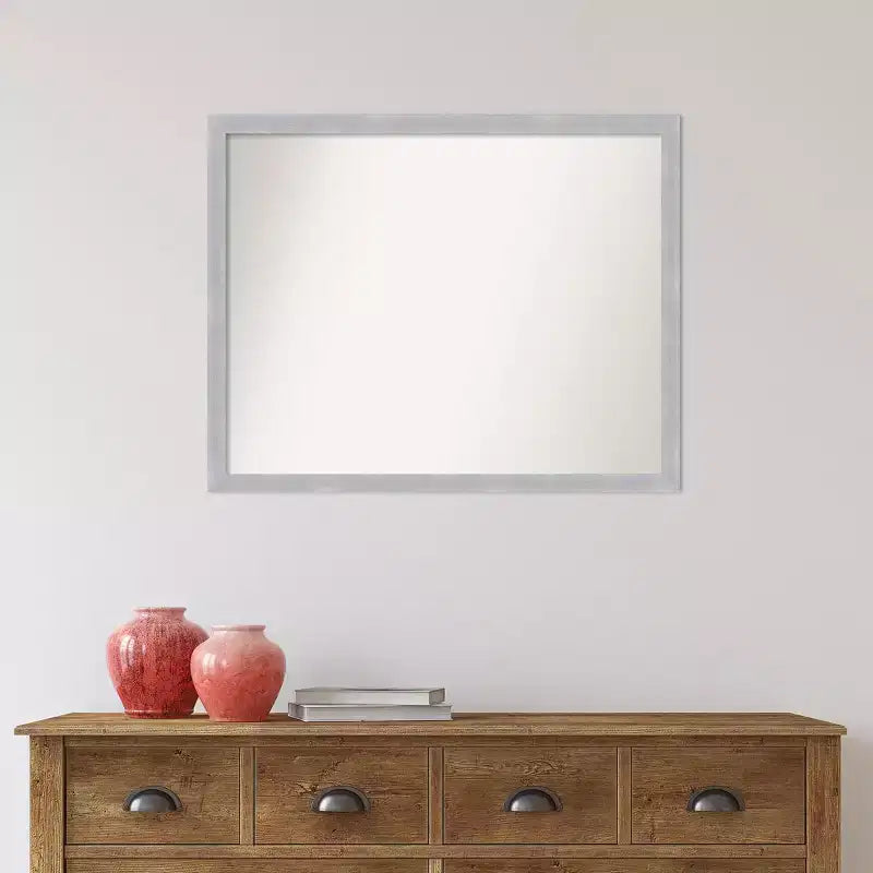 Specchio da parete incorniciato 30" x 24" – Cornice stretta in nichel spazzolato