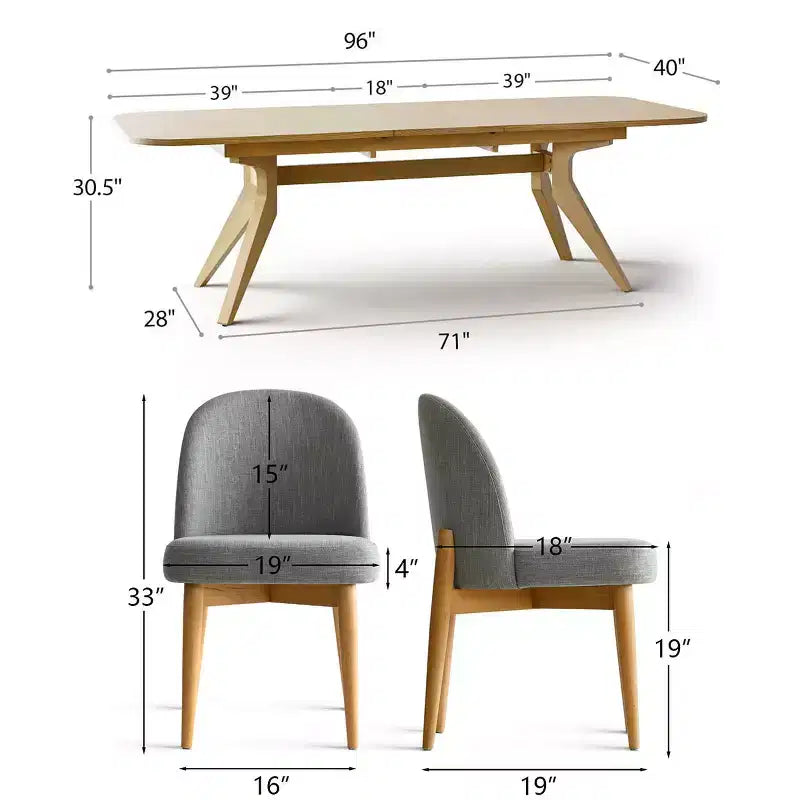 9-Piece Dining Set for 8, Extendable Trestle Base Table with Upholstered Chairs Featuring Solid Wood Legs-Panipeachy