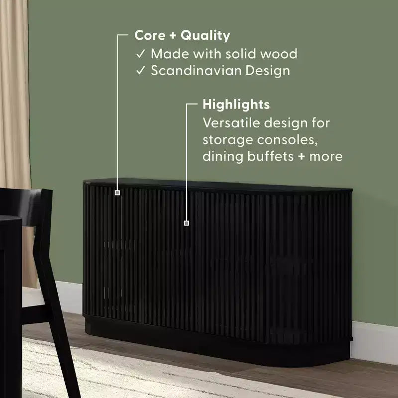 Plank+Beam Contour Solid Wood Sideboard with 3 Doors, 59 TV Stand for Living Room
