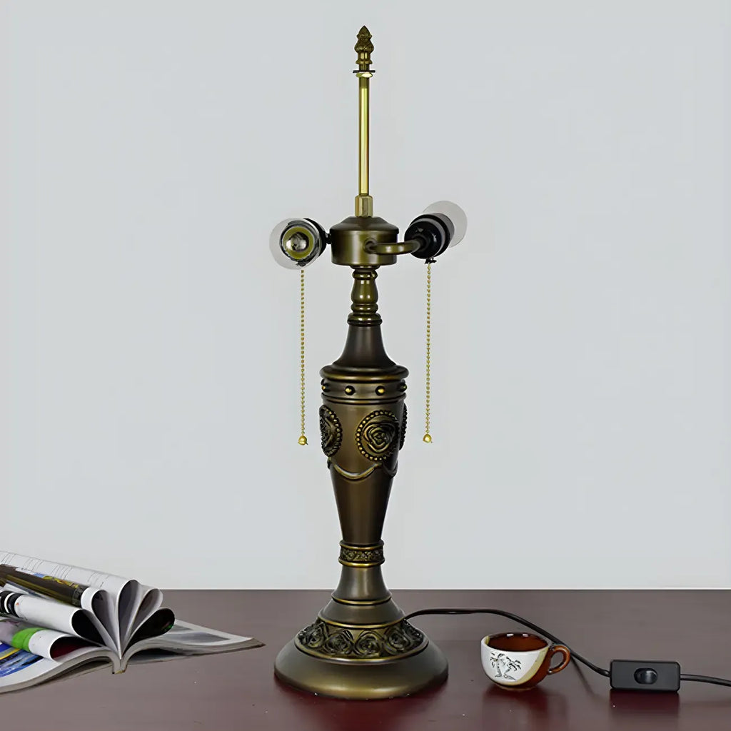 HomeyFad 2-Light Vintage Stainless Glass Dome Table Lamp