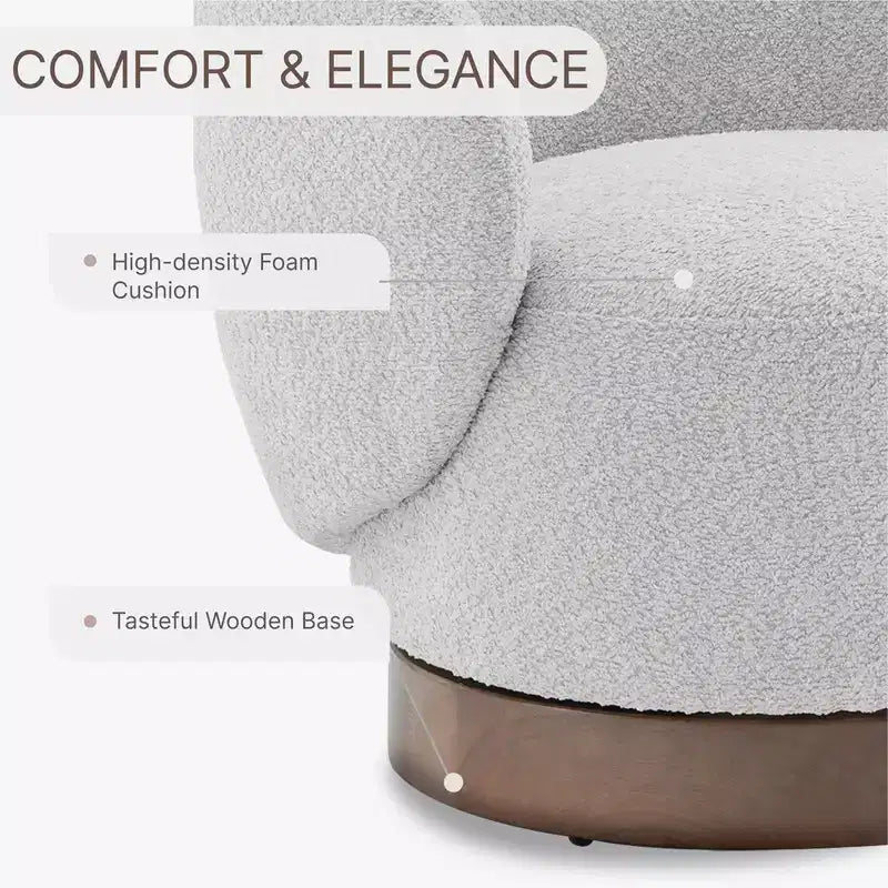 Spruce&Spring Upholstered Swivel Accent Barrel Chair with Wood Base