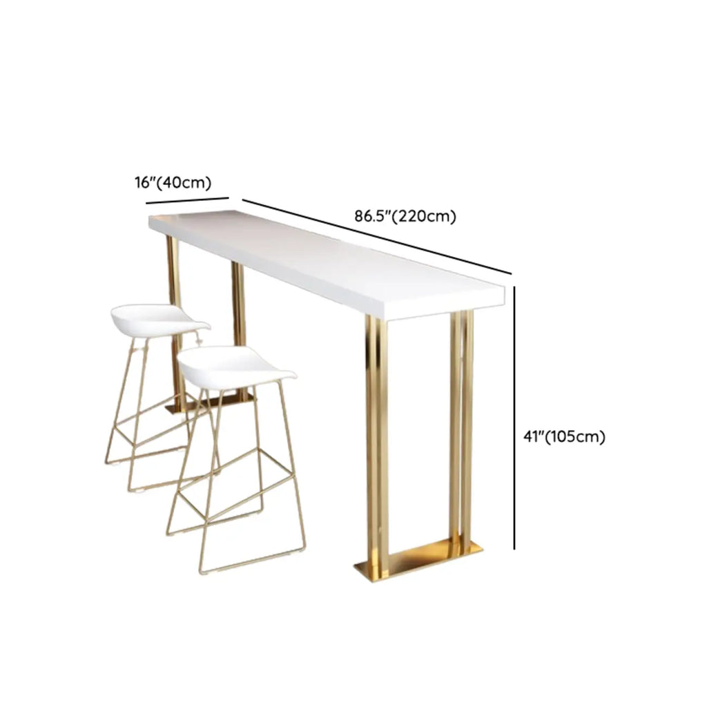 Luxury Rectangle Wooden Bar Table Gold Sled Base for Dining